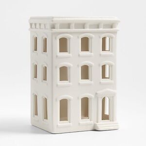 New! Crate&Barrel Crate&Barrel White Ceramic Holiday Italianate Brownstone